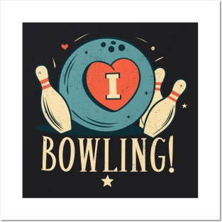 I love Bowling - retro cartoon Posters and Art